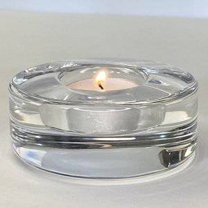Orrefors Glass Puck Votive Candle Holder Tea Light Base Lena Bergstrom Sweden